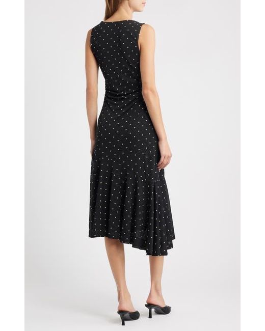 Rails Black Daija Polka Dot Sleeveless Asymmetric Midi Dress