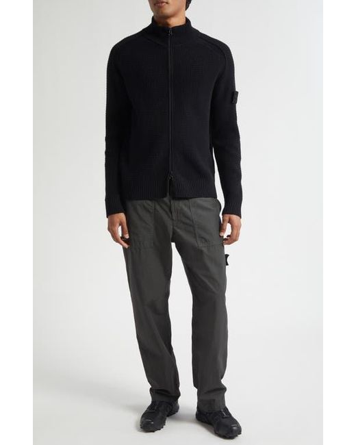 Stone Island Black Ghost Virgin Wool Zip Cardigan for men