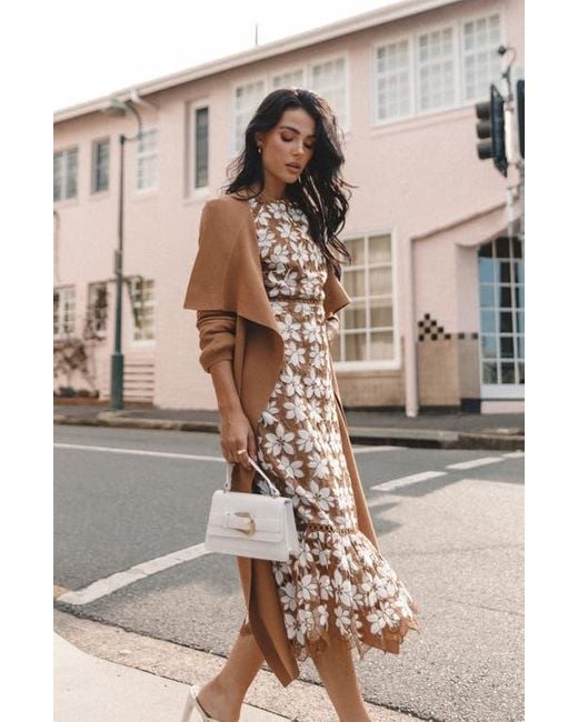Petal & Pup Pierre Floral Long Sleeve Lace Midi Dress | Lyst Petal & Pup Pierre Floral Long Sleeve Lace Midi Dress | Lyst