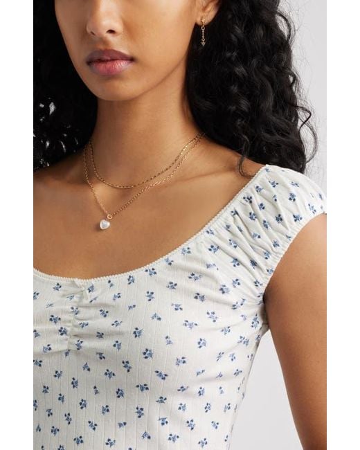 BP. White Pointelle Cap Sleeve Top