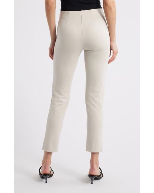 Apny White Split Hem Pull-On Crop Slim Pants