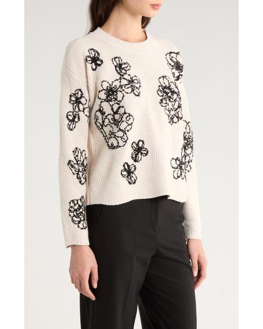 Vince Camuto Black Embroidered Crewneck Sweater