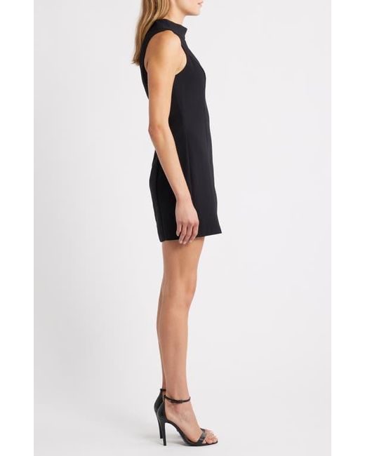 Amanda Uprichard Lucina Mock Neck Cocktail Shift Dress in Black