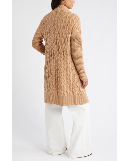 Caslon White Cable Longline Open Front Cardigan
