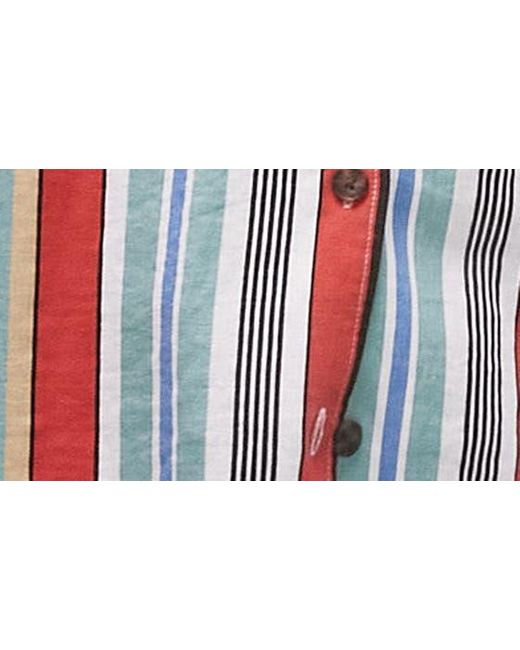 TOPSHOP Red Stripe Oversize Linen Blend Button-up Shirt