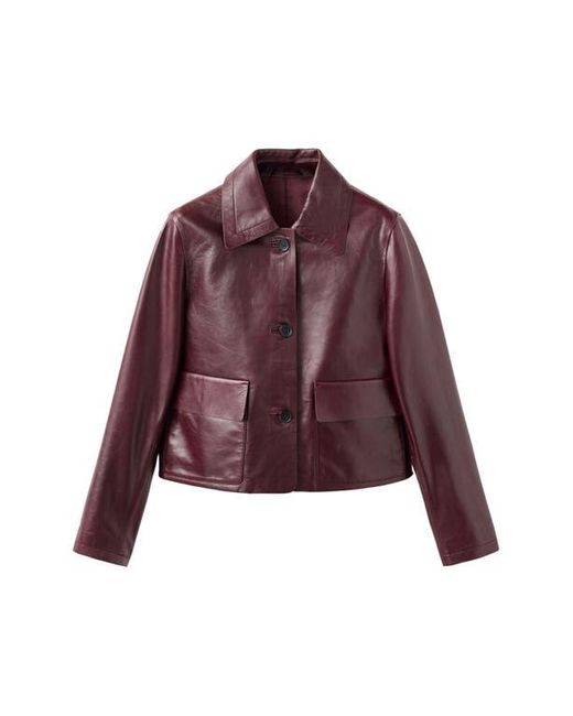 Mango Red Leather Button-Up Jacket