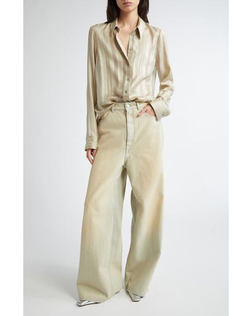 Stella McCartney Natural Variegated Stripe Silk Button-Up Shirt
