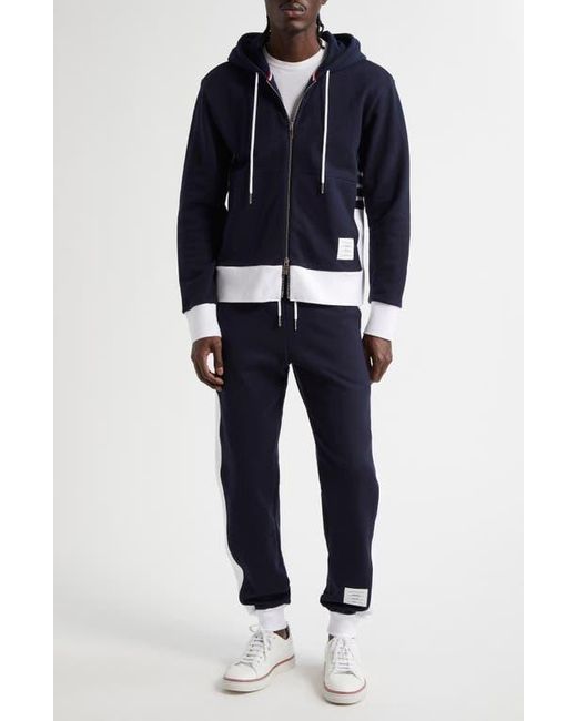 Thom Browne Blue Engineered 4-Bar Cotton French Terry Zip-Up Hoodie for men