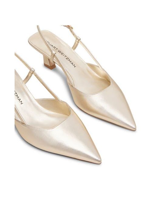 Stuart Weitzman White Vinnie 50 Slingback Pump