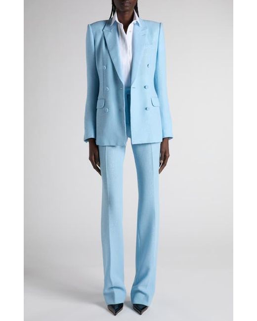 Tom Ford Blue Tailored Sequin Wool Blend Crepe Straight Leg Pants