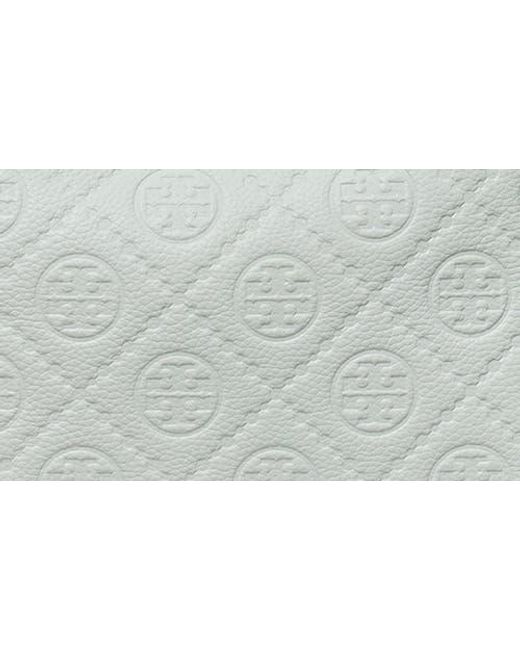 Tory Burch Gray T Monogram Pebble Leather Messenger Bag