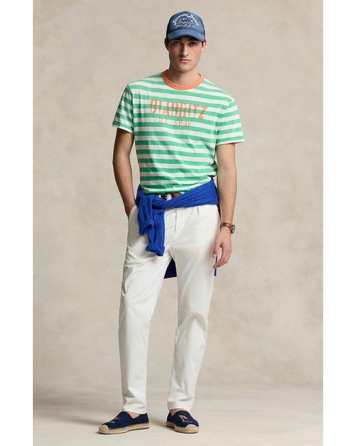 Polo Ralph Lauren Green Stripe Cotton Graphic T-shirt for men