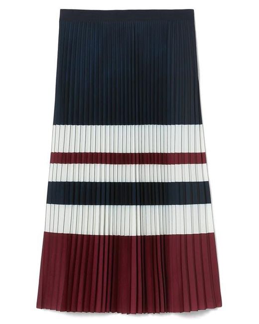 Marina Rinaldi Black Master Colorblock Pleated Crêpe De Chine Skirt