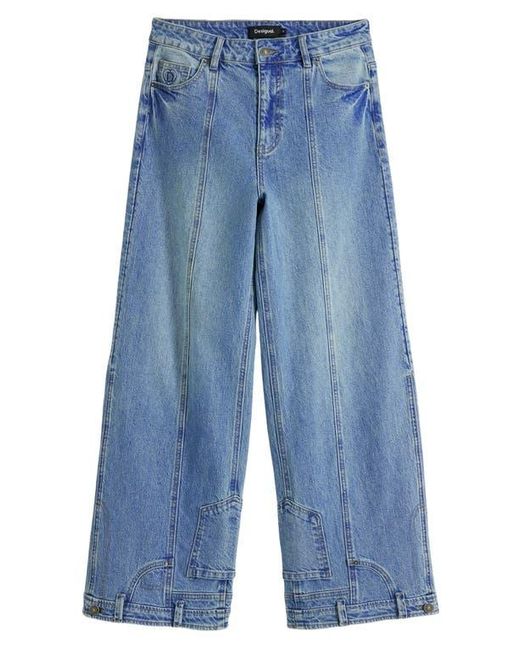 Desigual Blue Front Seam Wide Leg Jeans