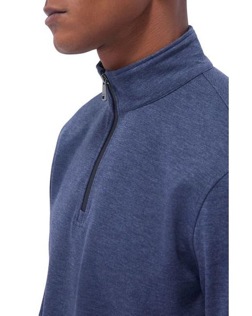 Bugatchi Blue Quarter Zip Performance Pullover for men