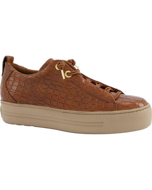 Paul Green Brown Zena Leopard Print Platform Sneaker