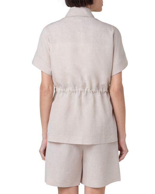 Akris Punto Cinched Waist Short Sleeve Jacket in Natural Lyst