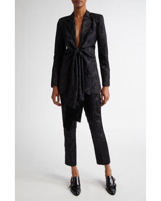 【送料&関税込】Etro Jacquard Knot Fringes Jacket Etro Floral Jacquard Satin Blazer With Draped Fringe Ties in