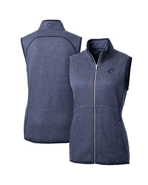 Cutter & Buck Blue Heathered Navy Arizona Cardinals Mainsail Basic Sweater Knit Fleece Full-zip Vest