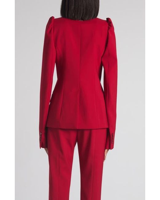 McQueen Red One-Button Wool Grain De Poudre Jacket