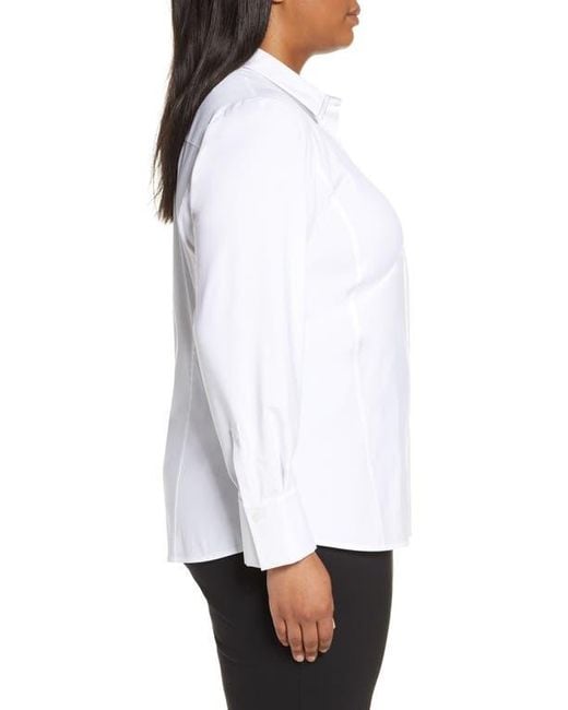 Lafayette 148 New York White Pandita Chain Trim Blouse