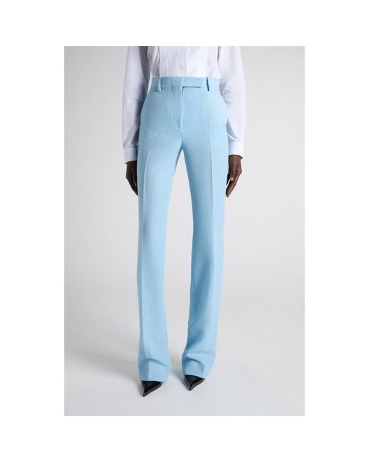 Tom Ford Blue Tailored Sequin Wool Blend Crepe Straight Leg Pants