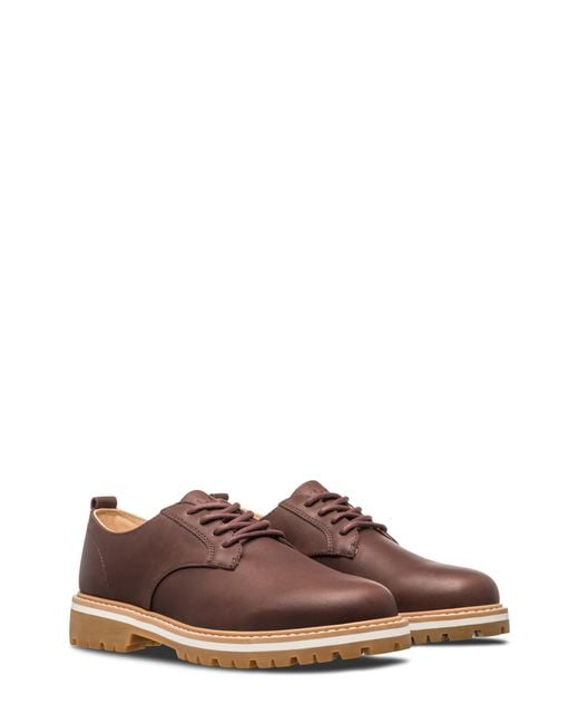 CLAE Brown Logan Lugged Plain Toe Derby for men