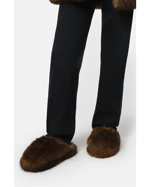 Apparis Brown Misha Faux Fur Mule Slipper