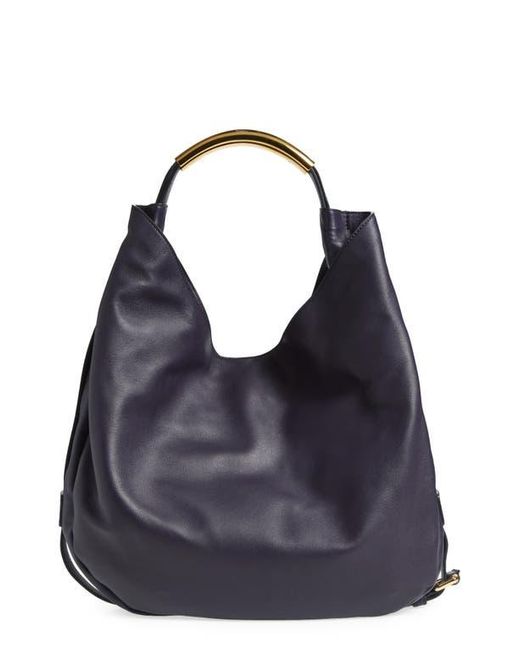 Moschino Blue Handle Me Leather Hobo Bag