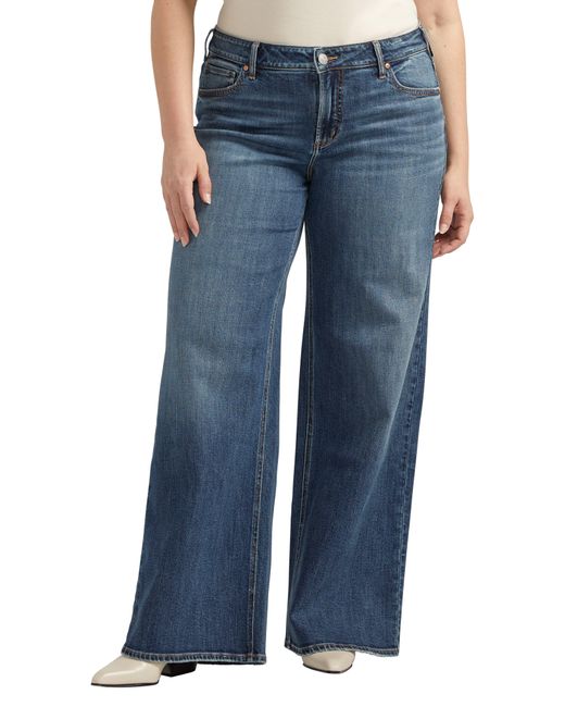 Silver Jeans Co. Blue Suki Curvy Mid Rise Wide Leg Jeans