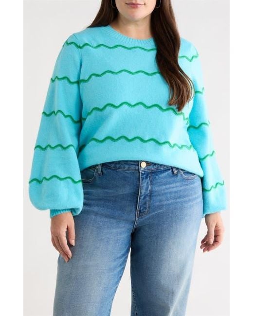Sugarlips Blue Maeverly Wavy Stripe Sweater