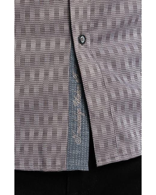 Robert Graham Gray Akron Stretch Cotton Button-Up Shirt for men