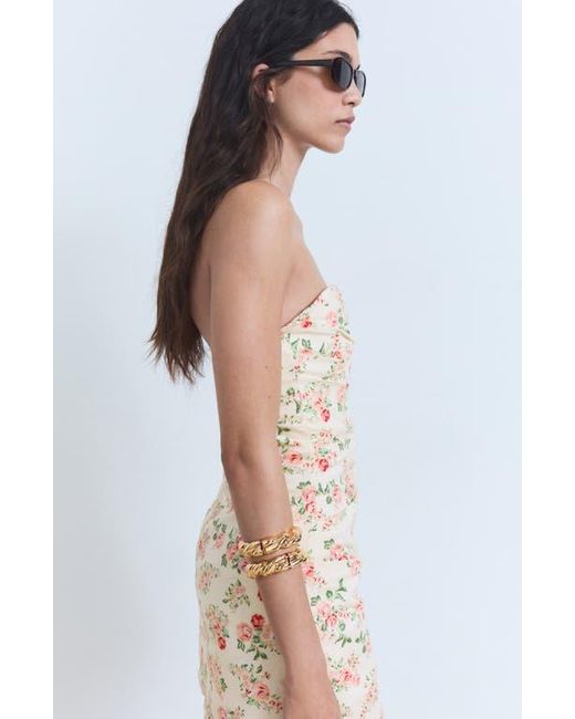Mango Natural Pleated Strapless Minidress