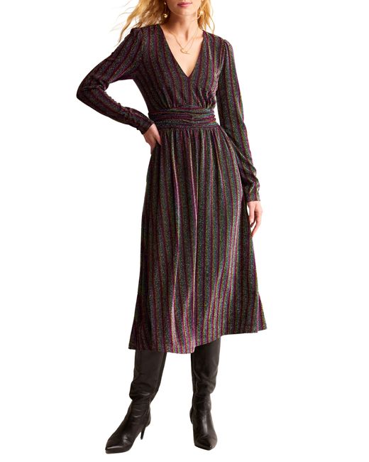 Boden Multicolor Metallic Stripe Long Sleeve Sweater Dress