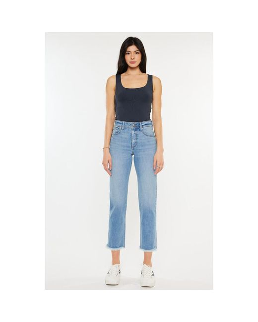 Kancan Blue Nancy Essentials High Rise Slim Straight Leg Jeans