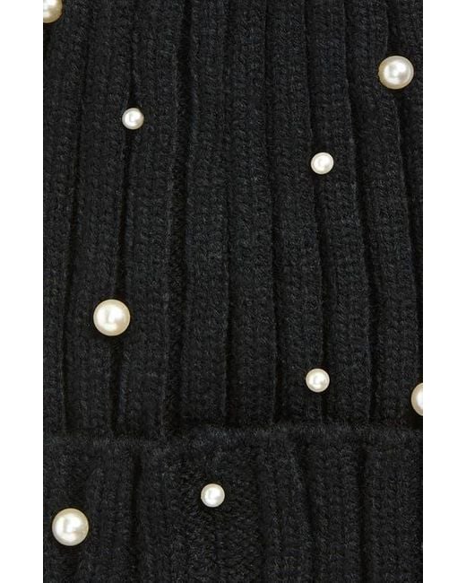 Tasha Black Faux Pearl Stud Beanie