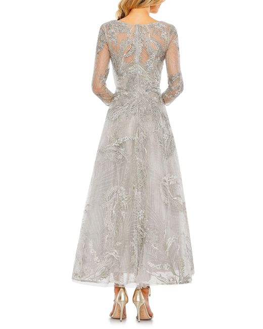 Mac Duggal Gray Embellished Faux Wrap A-line Cocktail Dress