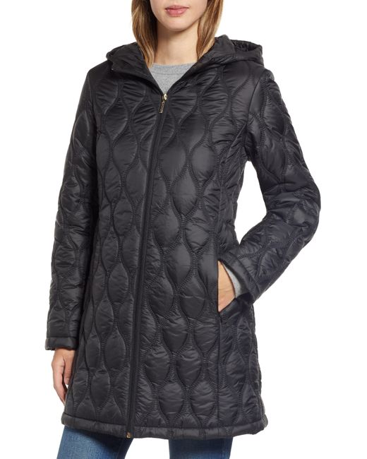 Gallery Black Quilted Water Resistant Coat