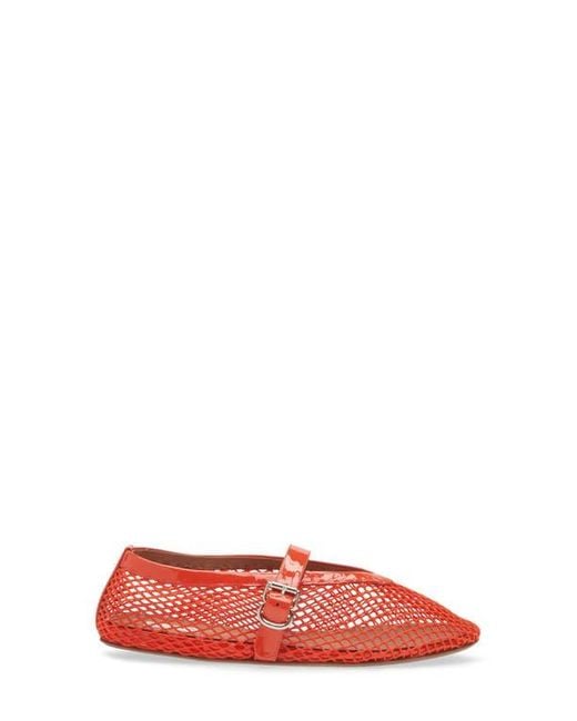 Alaïa Red Orange Fishnet Mary Jane Flats