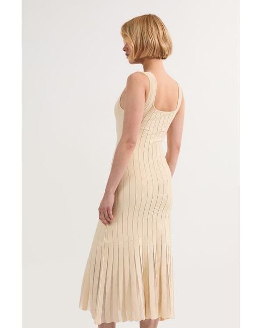 Karen Millen Natural Square Neck Knitted Flippy Dress