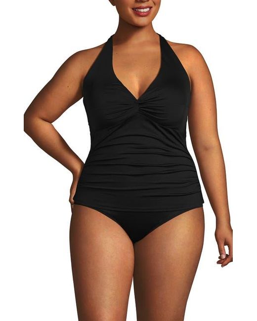 Lands' End Black Twist Halter Tankini Top