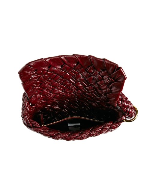 Bottega Veneta Red Kalimero Intrecciato Leather Shoulder Bag
