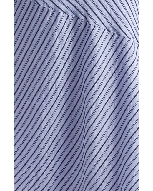 Cinq À Sept Blue Marcella Asymmetric Stripe Long Sleeve Midi Shirtdress