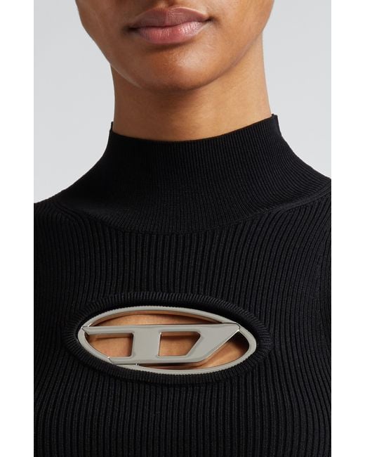 DIESEL Black Diesel M-onervax Body-con Mock Neck Rib Sweater Dress
