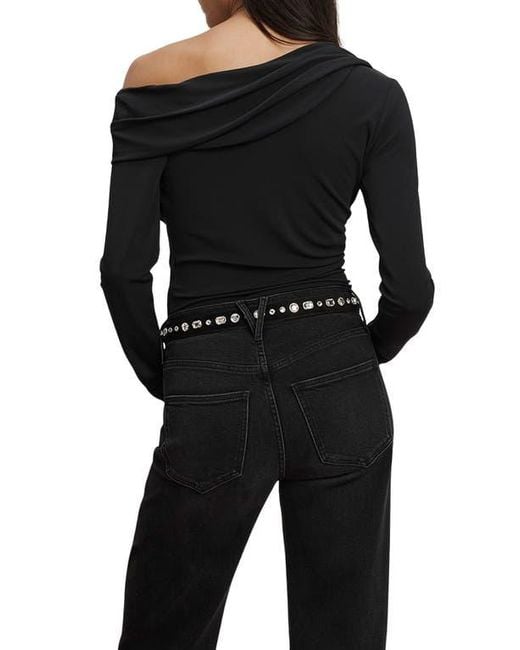 Veronica Beard Women's Black Lozea One-Shoulder Top long sleeved tops