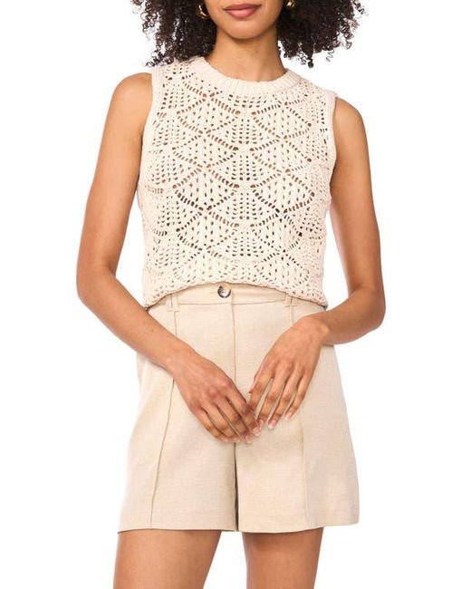 Vince Camuto White Open Stitch Sleeveless Sweater