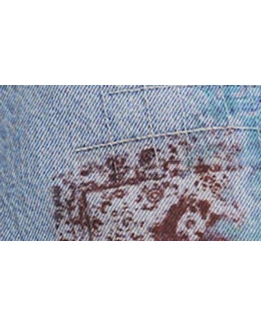 Desigual Blue Patchwork Pattern Denim Shorts