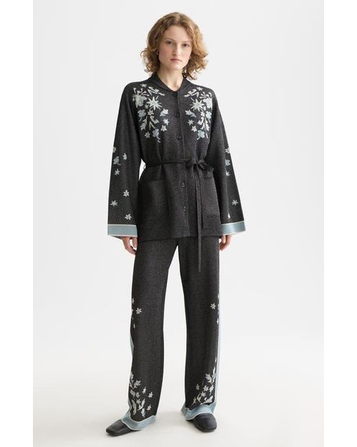 Scotch & Soda Black 40 Years Metallic Belted Jacquard Jacket