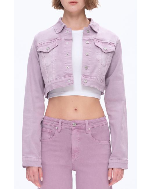 Bayeas Purple Flora Crop Denim Jacket