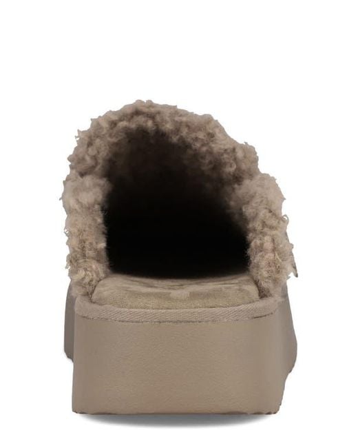 MIA Gray Sugary Faux Shearling Platform Mule